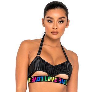 LOVE Print Crop Top with Underboob Cut Out